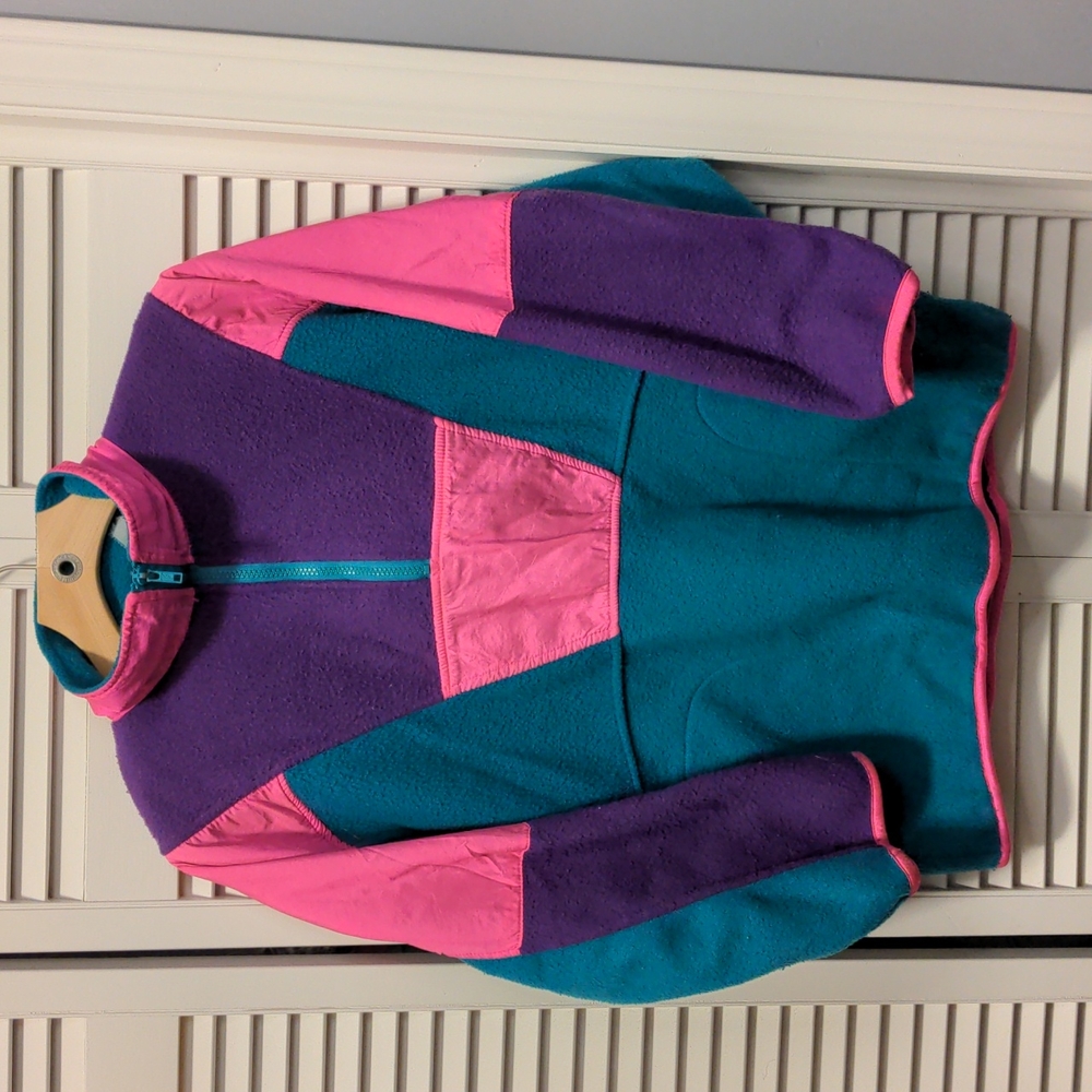 Vintage Retro Multicolor Fleece Quarter Zip
